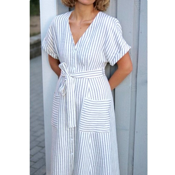 OffOn Clothing Linen Tie Belt Dress M - Picture 3 of 9